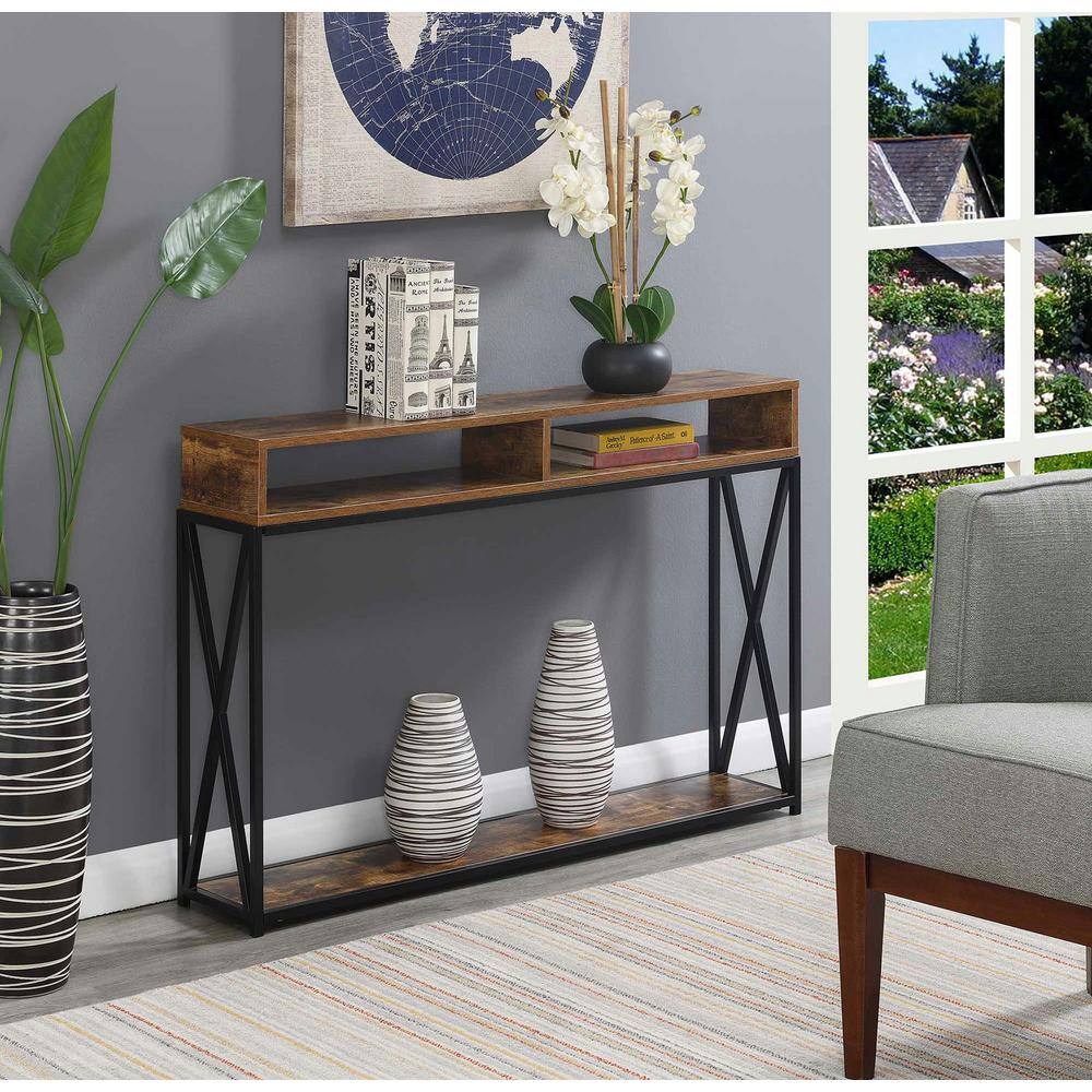 Barnwood Chic 48" Metal & Wood Console Table with Storage