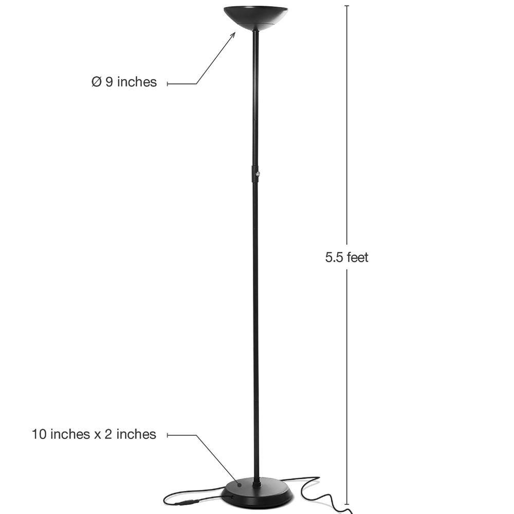 Matte Black 66" Energy-Efficient LED Torchiere for Versatile Use