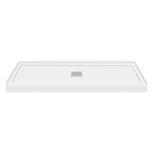 Linear 36 in. L x 60 in. W Alcove Shower Pan Base with Center Drain in White