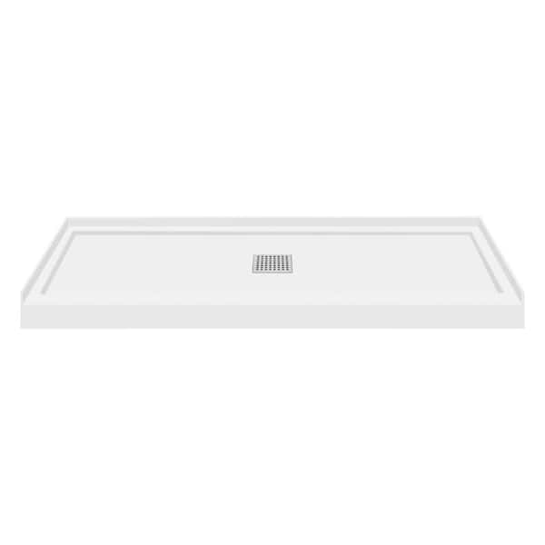 Transolid Linear 36 in. L x 60 in. W Alcove Shower Pan Base with Center Drain in White