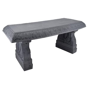 40 in. x 15 in. x 16.6 in. Resin Gray Stone Outdoor Bench