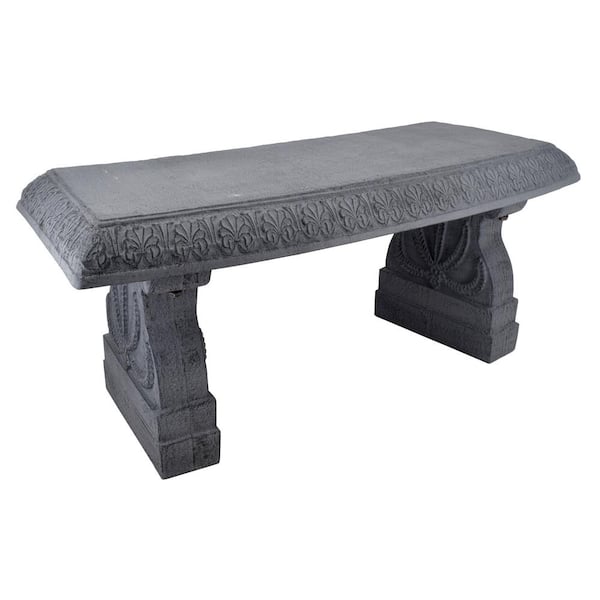 Arcadia Garden Products 40 in. x 15 in. x 16.6 in. Resin Gray Stone Outdoor Bench
