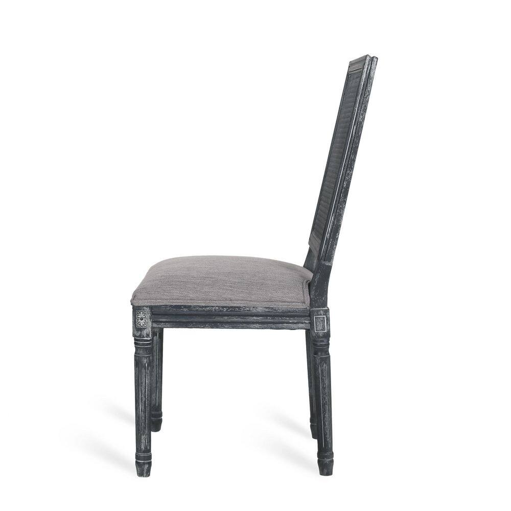 Elegant Gray Upholstered Parsons Dining Chair with Cane Back, Set of 6