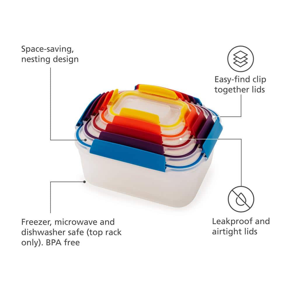 Multicolor BPA-Free Plastic Nesting Food Storage Container Set