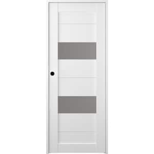 32 in. x 80 in. Right-Hand Solid Core 2-Lite Frosted Glass Bianco Noble Wood Composite Single Prehung Interior Door