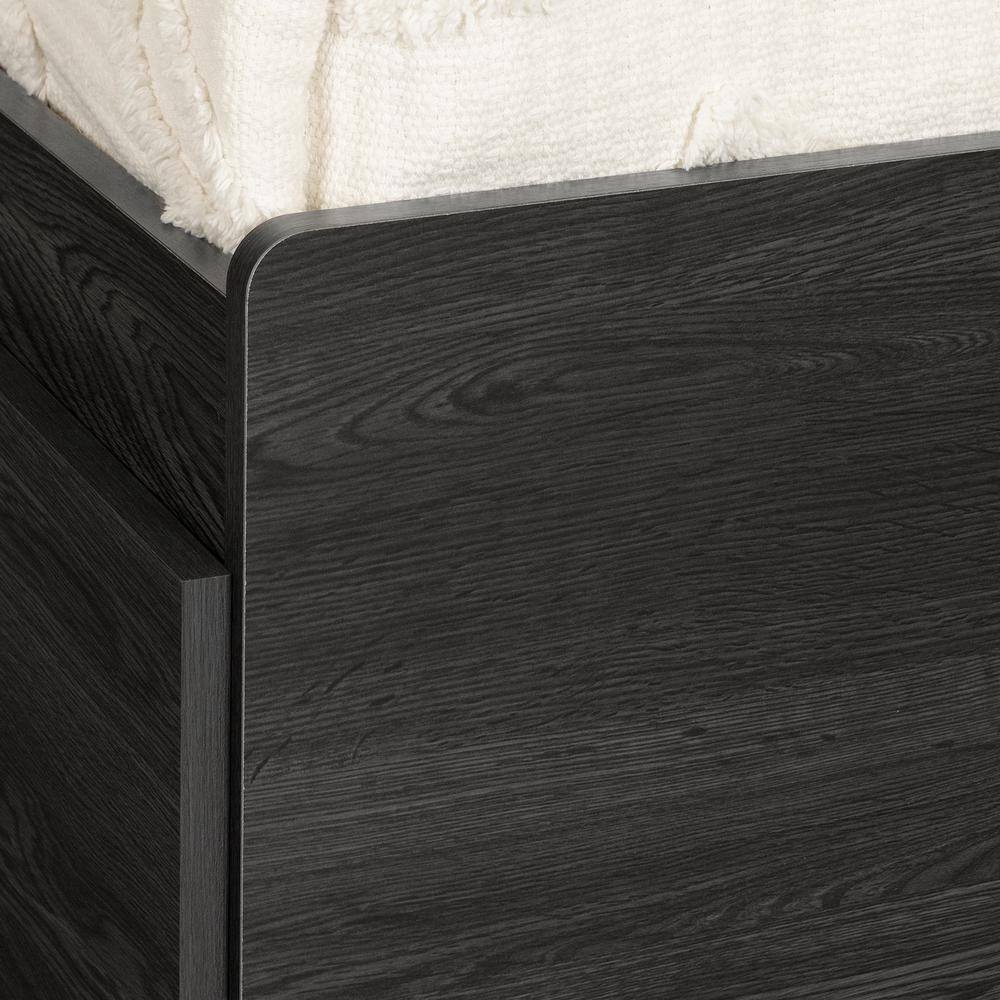 Gray Oak Twin Platform Bed with Storage and Bookcase Headboard