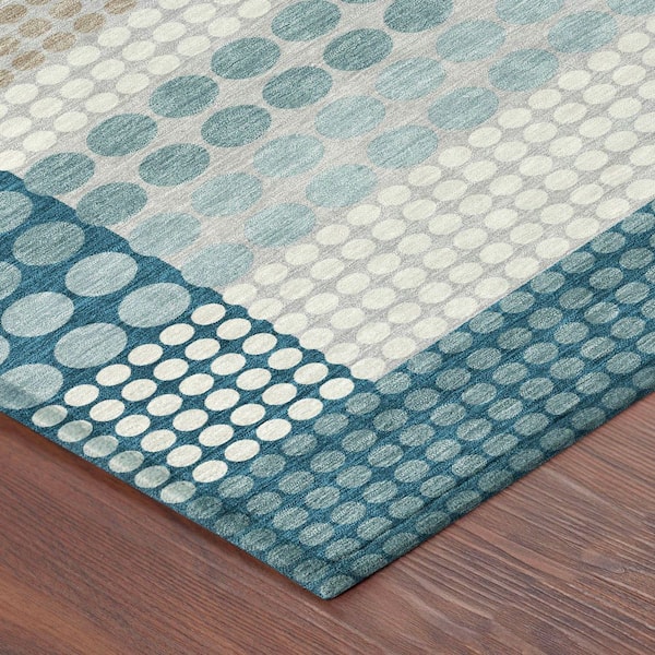 Chantille Machine Washable Indoor/Outdoor Abstract ACN2445 Teal 5 ft. x 7 ft. 6 in. Area Rug