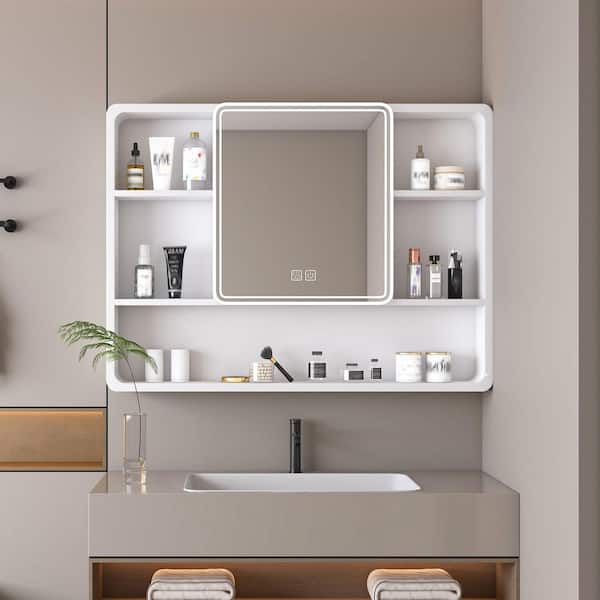 Avex White 35 in. W x 28 in. H Rectangular Aluminium Medicine Cabinet with Mirror ， LED Light and Defogging Function