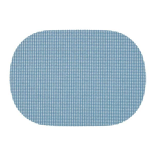 Fishnet 17 in. x 12 in. Niagara Blue PVC Covered Jute Oval Placemat (Set of 6)