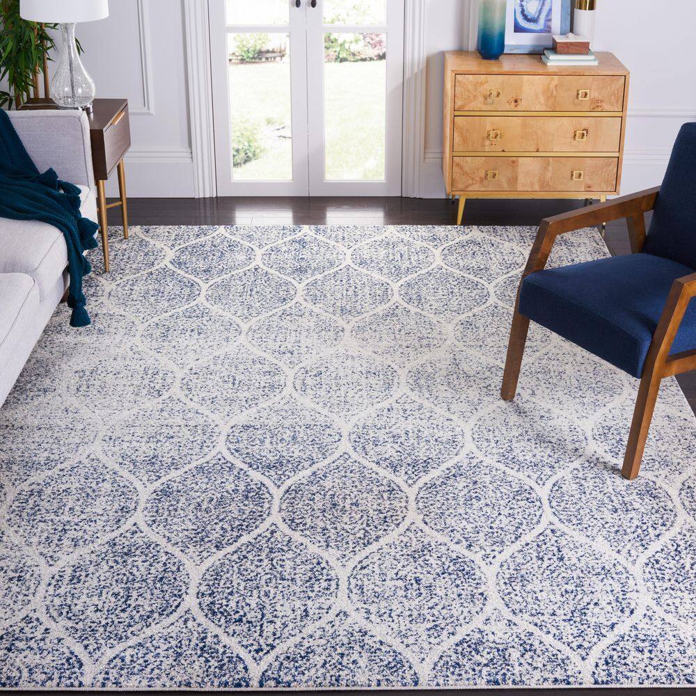 Reversible 10' x 14' Blue Synthetic Rectangular Area Rug
