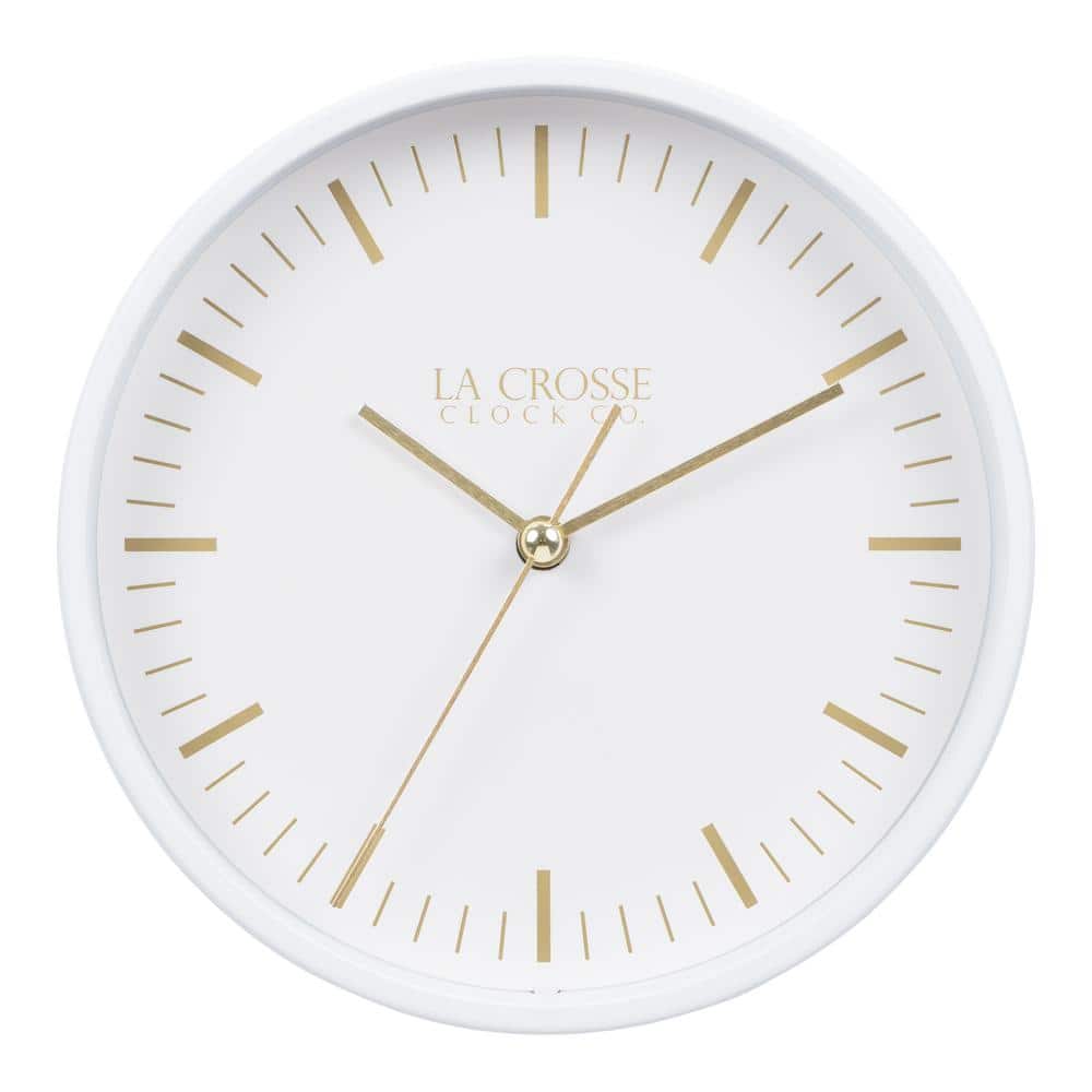 Etta 6-Inch White Metal Silent Quartz Wall/Table Clock