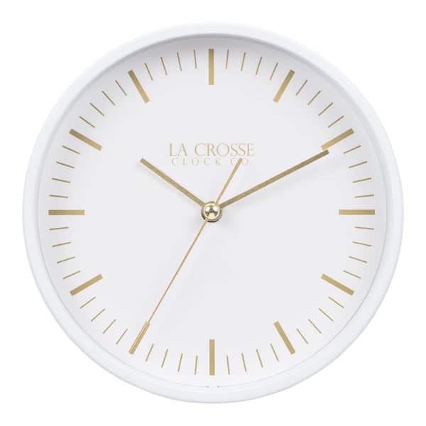 La Crosse Clock 6 in. Etta White Silent Quartz Analog Metal Wall/Table Clock