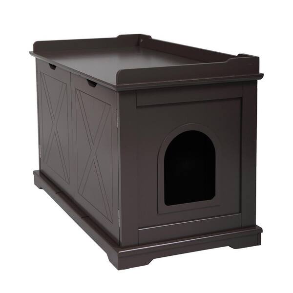 cenadinz Cat Washroom Bench, Wood Litter Box Cover with Spacious Inner, Ventilated Holes H