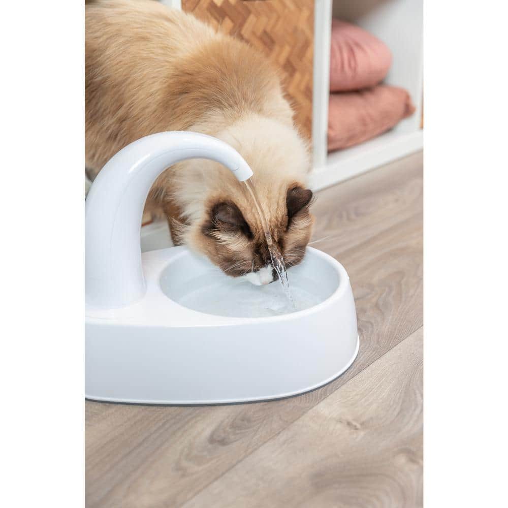 White Curved Stream Pet Water Fountain with Filter, 84.5oz