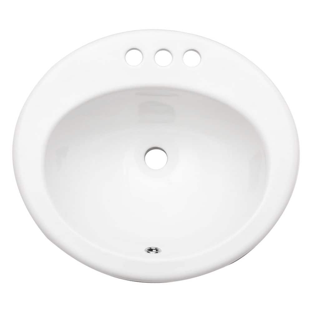 20 in. Drop-In Ceramic Bathroom Sink in White with 3 Faucet Hole price history on PriceWatchPro