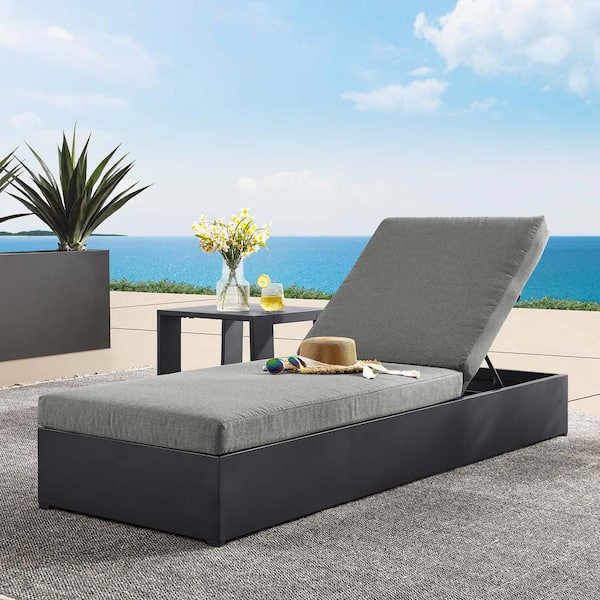 MODWAY Tahoe Patio Powder-Coated Aluminum Outdoor Chaise Lounge Chair in  Gray Charcoal EEI-6634-GRY-CHA - The Home Depot