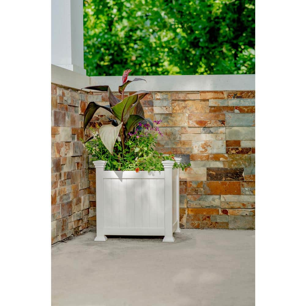 White Vinyl 16" Classic Outdoor Planter Box