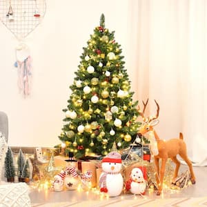4.5 ft. Pre-Lit Artificial Christmas Tree Hinged Artificial Tree Indoor with LED Lights