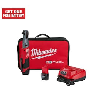 M12 FUEL 12-Volt Lithium-Ion Brushless Cordless 3/8 in. Ratchet Kit with (2) 2.0Ah Batteries, Charger & Tool Bag