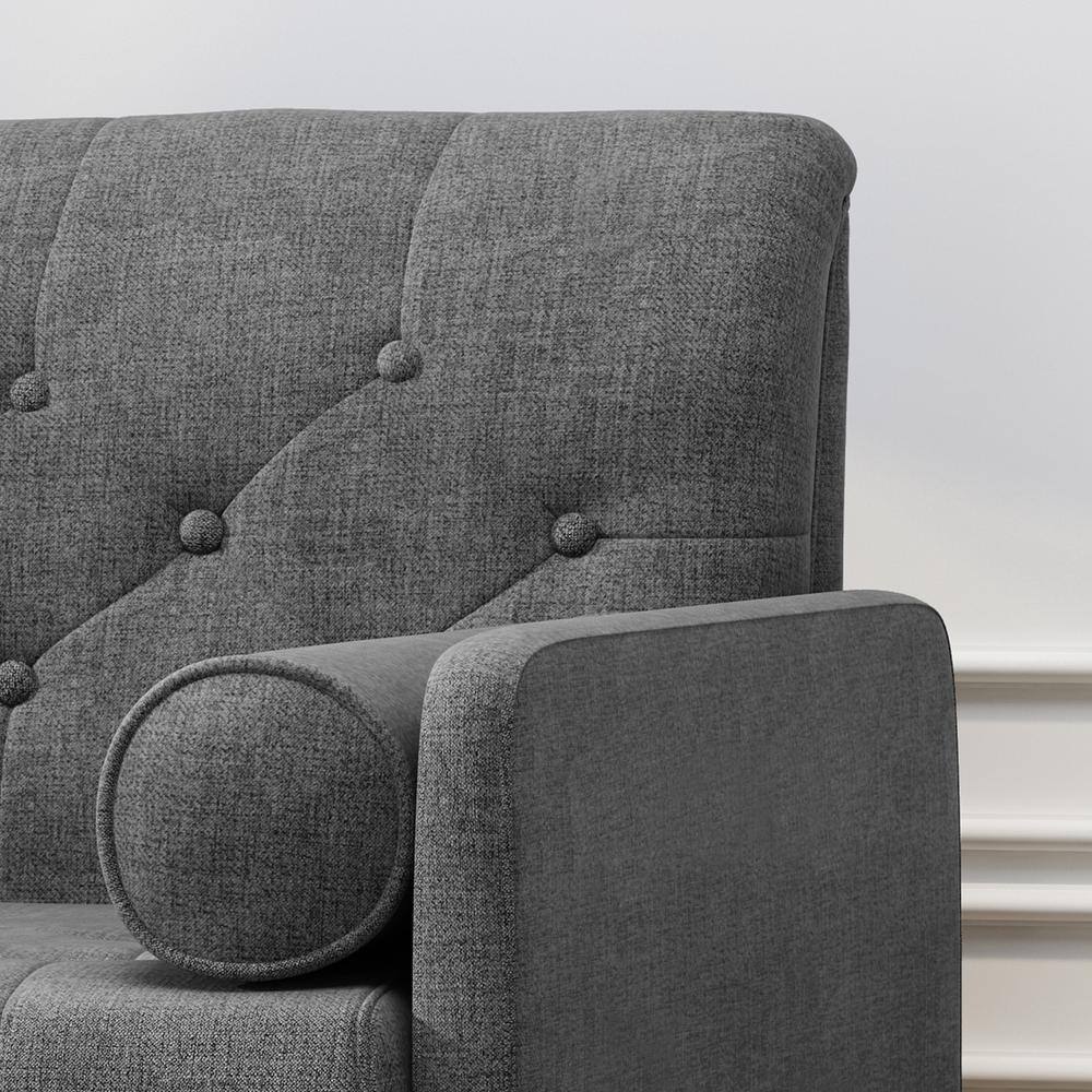 Dark Gray Rubberwood Mid-Century Modern Accent Chair