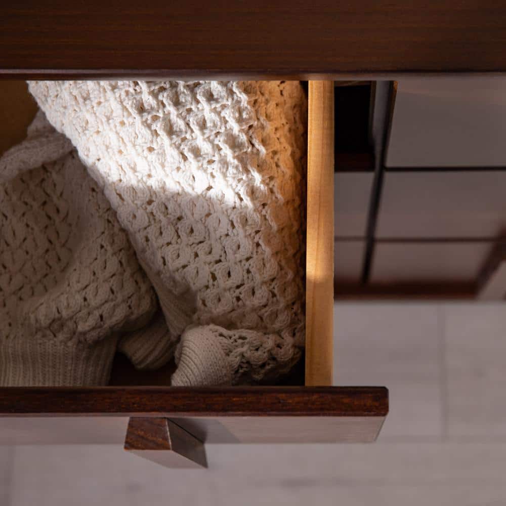 Modern Walnut 6-Drawer Vertical Accent Solid Wood Dresser