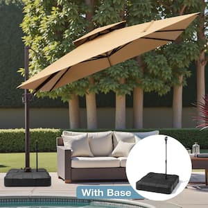 CLOUDFLY 11 ft. x 11 ft. Cantilever Patio Umbrella and 300 lbs Movable Base  Double Top Outdoor Umbrella with Vent for Pool in Red 57PU39URED - The Home  Depot