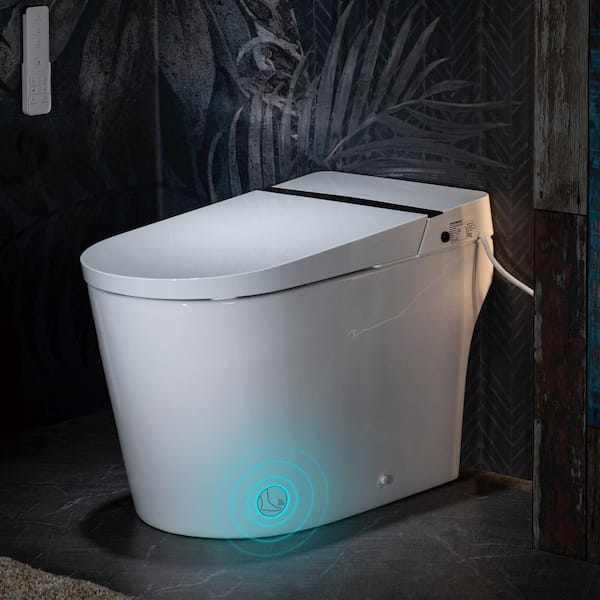 Elongated ADA Smart Toilet Bidet 1.0/1.6 GPF in White with Auto Open/Close/Flush,Foot Sensor and Heated Seat