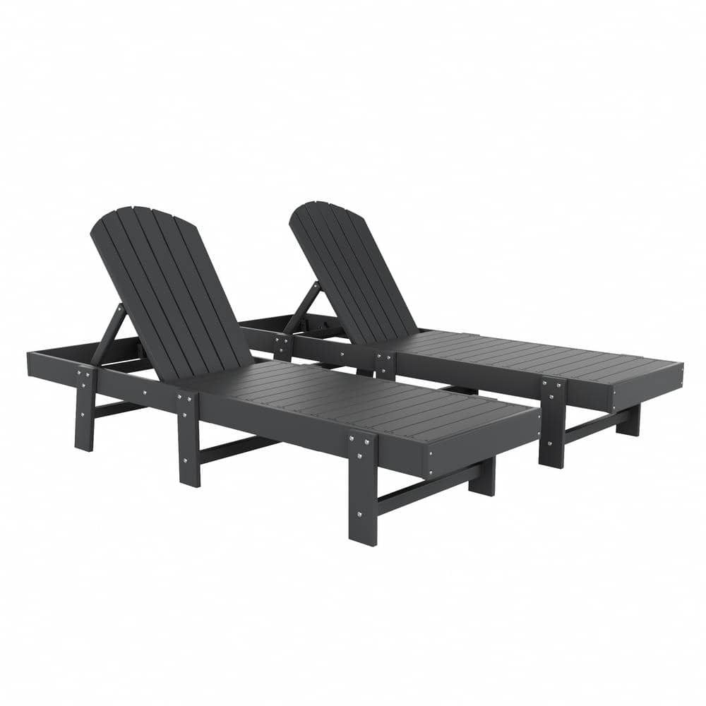 Altura 2-Piece Gray Classic Adjustable Weather Resistant Adirondack Poly Reclining Chaise Lounge Chair Set price history on PriceWatchPro