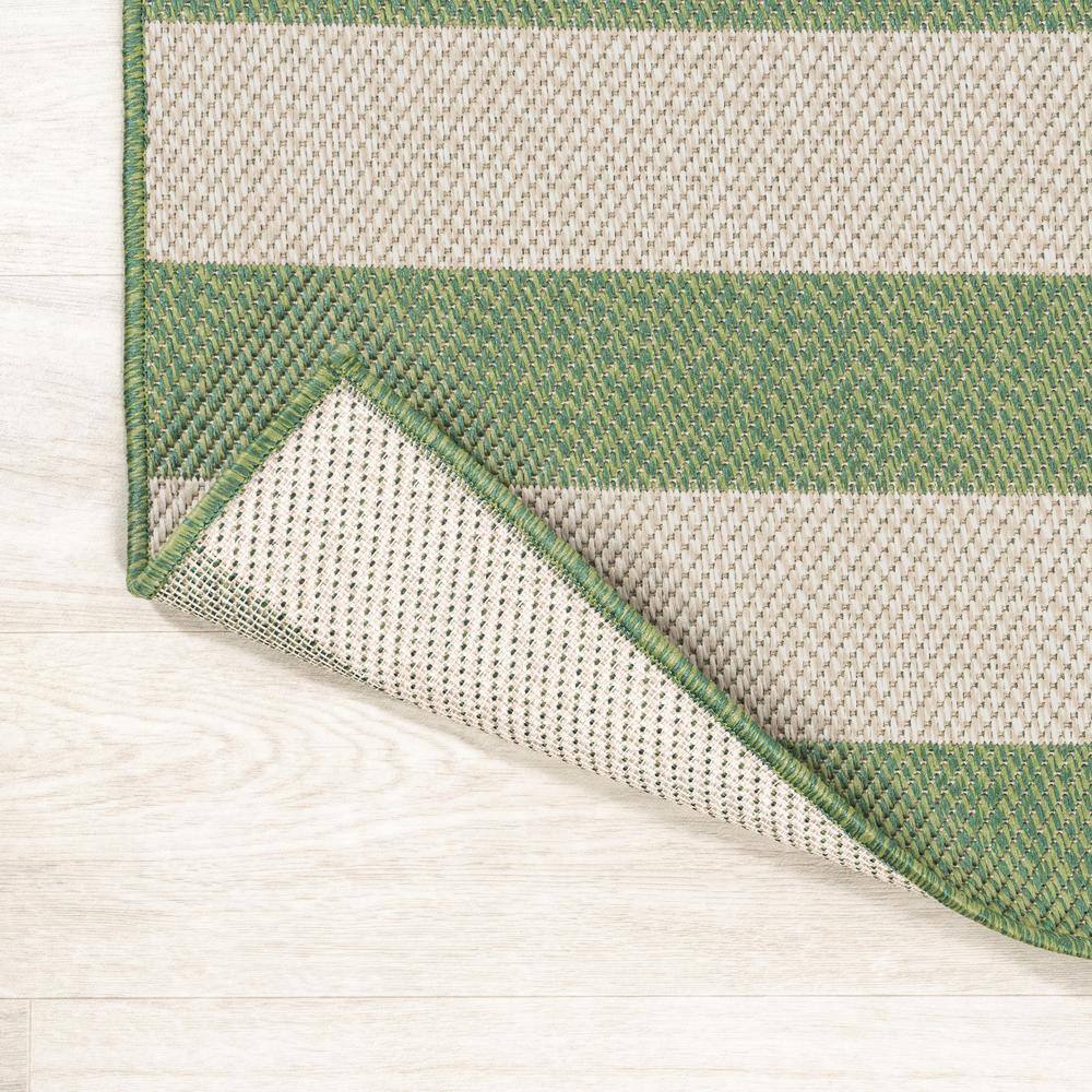 Ivory and Green Wide Stripe 5x8 Synthetic Area Rug