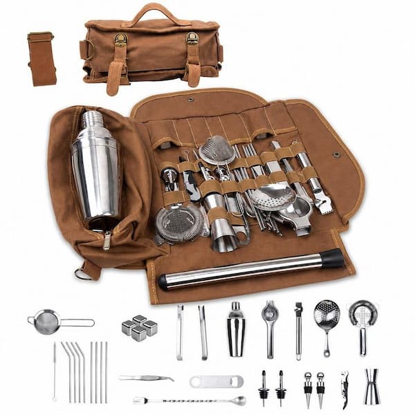 Wudkey 31-Piece Travel Bartender Kit-Bartending Kit with Bar Tools