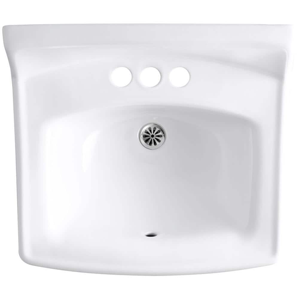 Greenwich White Ceramic Rectangular Wall-Mount Bathroom Sink