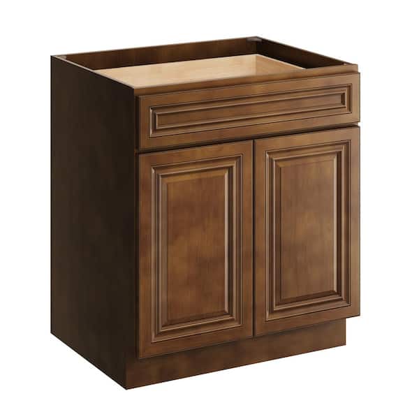 CASAINC 30 in. W x 24 in. D x 34.5 in. H Plywood Ready to Assemble Floor Base Kitchen Cabinet in Dark Caramel with Drawer
