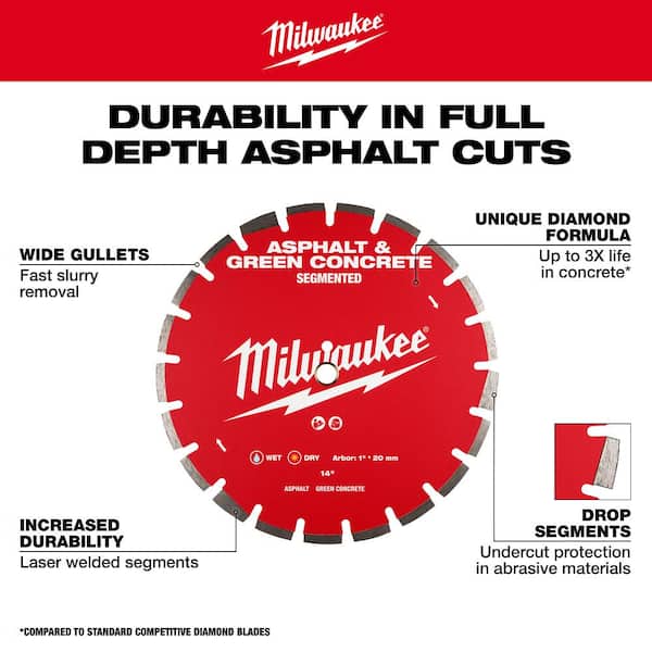 Milwaukee 16 in. Asphalt and Green Concrete Segmented Diamond Blade