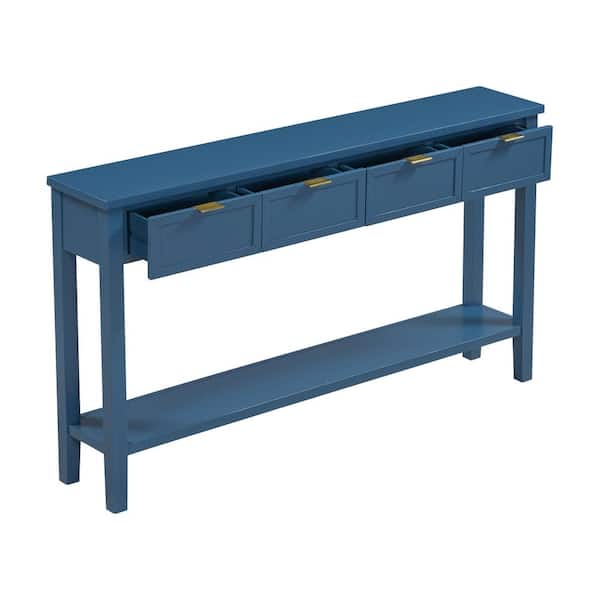 60 in. W x 11 in. D x 34.2 in. H Bathroom Navy Blue Linen Cabinet