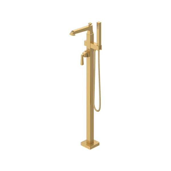 Town Square S Single-Handle Freestanding Tub Filler for Flash Rough-In Valve with Hand Shower in Brushed Cool Sunrise