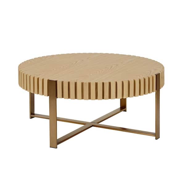 Sudzendf Brown MDF Round Outdoor Side Table 1-Piece