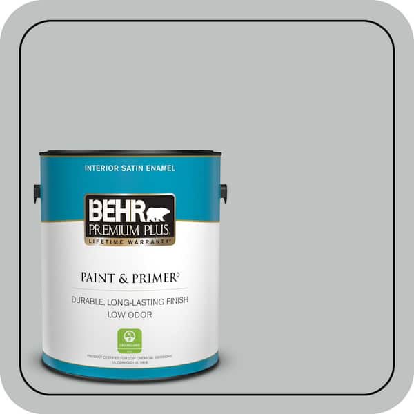 BEHR PREMIUM PLUS 1 gal. #PPU26-18 Silver Mine Satin Enamel Low Odor Interior Paint & Primer