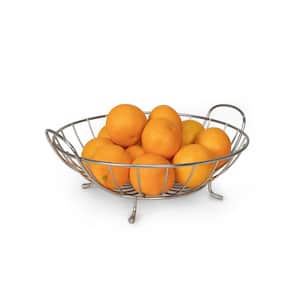 Yumi Countertop Satin Nickel Fruit Bowl Basket Produce Holder Organizer Decorative Display Stand