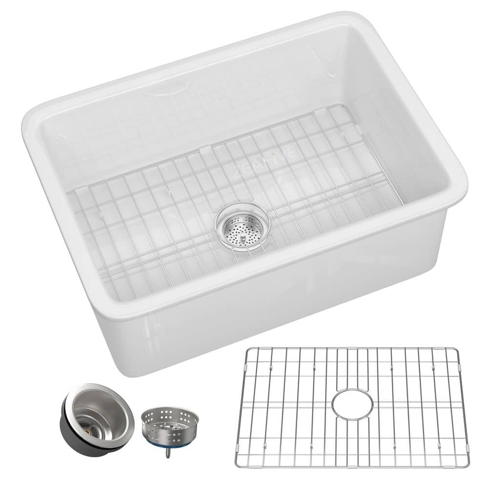 Zeafive Arco 27 in. White Kitchen Sink Drop-In / Undermount Dual