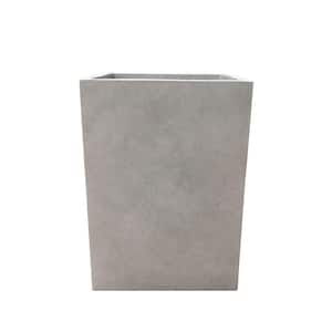 19 in. Tall Weathered Concrete Lightweight Durable Modern Tall Square Outdoor Planter