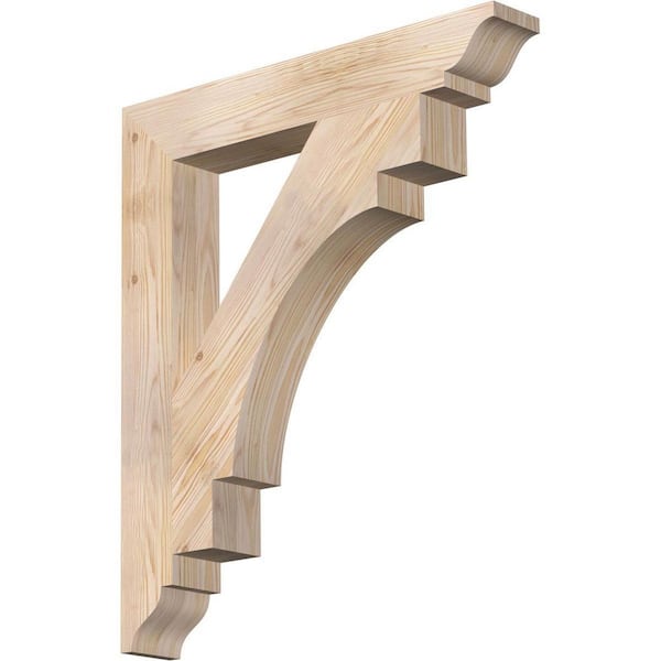 Ekena Millwork 3.5 in. x 28 in. x 24 in. Douglas Fir Merced Traditional Smooth Bracket