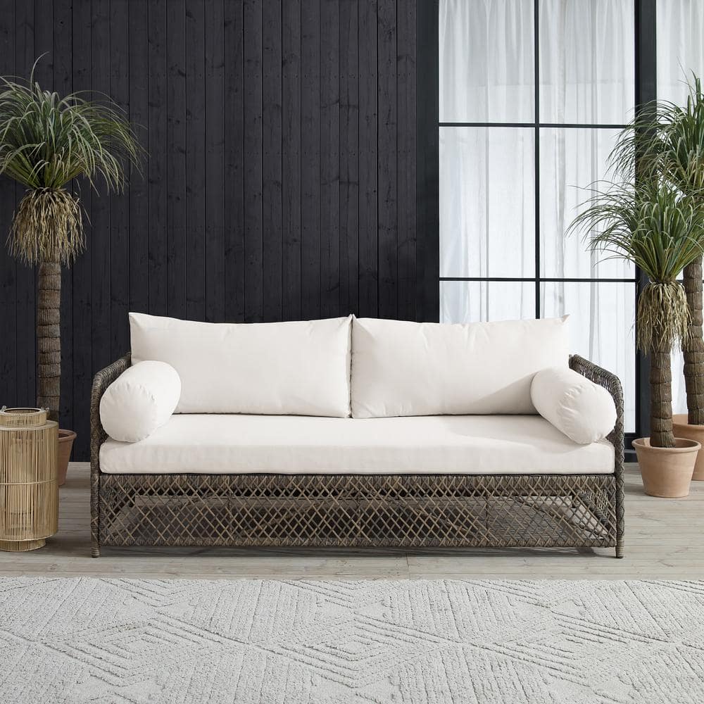 Granite Bay White Wicker Three-Seat Outdoor Sofa
