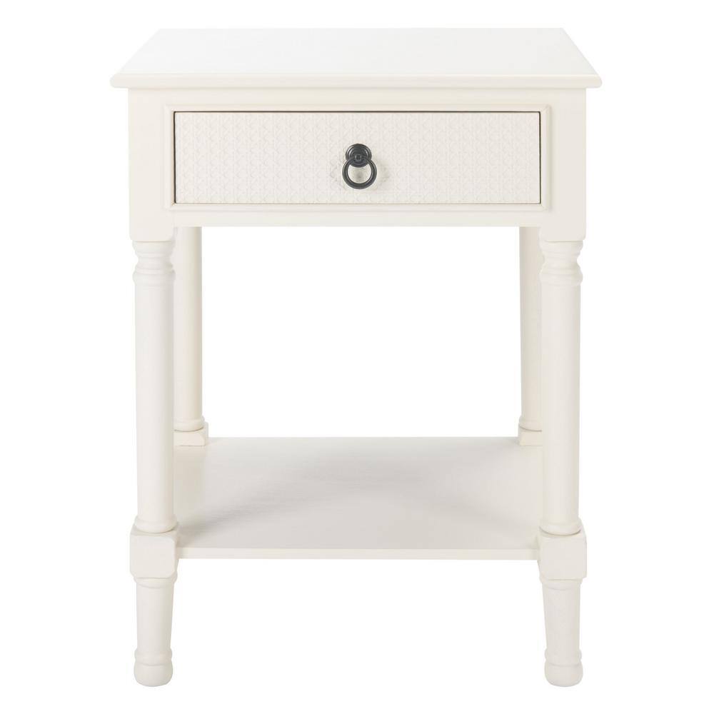 Haines White Wood 1-Drawer Accent Table with Storage