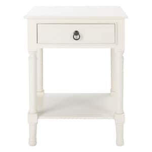 Haines 19 in. White Rectangle Wood Storage End Table