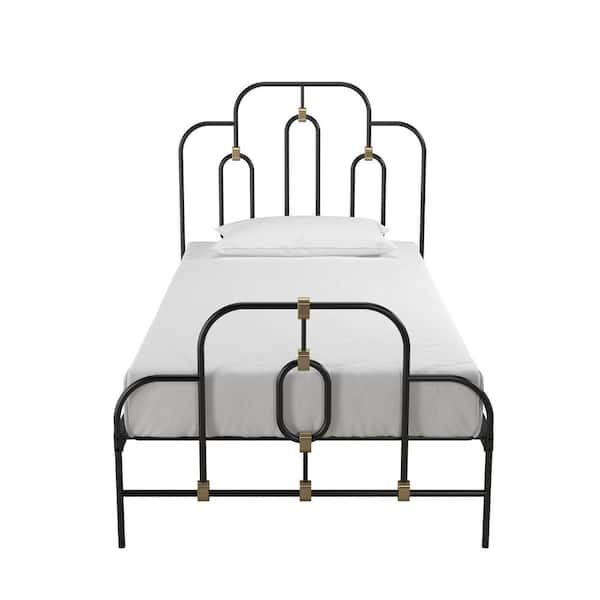 Olivia Black and Gold Metal Twin Size Bed