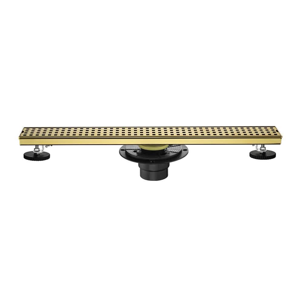 24in Square Shower Floor Drain with Flange, Pattern Grate Removable, Food-Grade SUS 304 Stainless Steel in Brushed Gold price history on PriceWatchPro