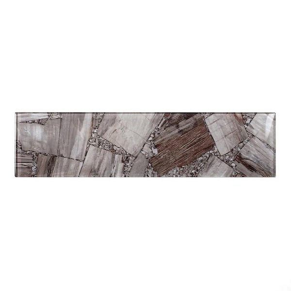 Apollo Tile Carnelian 3 in. x 0.31 in. Glossy Brown Glass Subway Subway Wall and Floor Sample Tile (0.25 sq. ft./case) (1-Pack)
