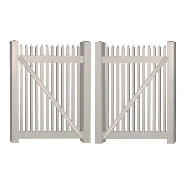 Weatherables Hartford 8 ft. W x 3 ft. H Tan Vinyl Picket Fence Double Gate