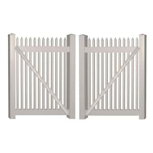 Hartford 10 ft. W x 3 ft. H Tan Vinyl Picket Fence Double Gate Kit Includes Gate Hardware