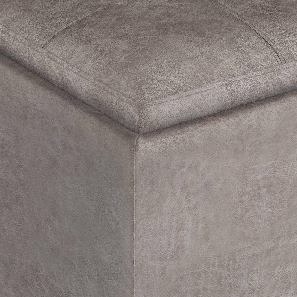 Rockwood Contemporary Square Cube Storage Ottoman in Distressed Grey
